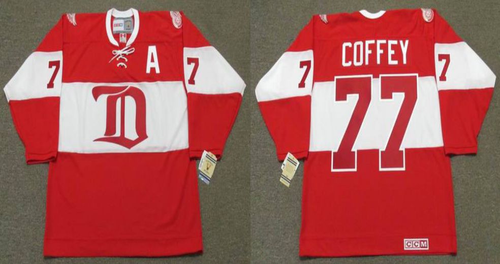 2019 Men Detroit Red Wings 77 Coffey Red CCM NHL jerseys